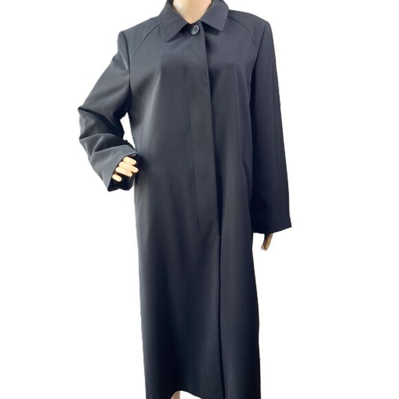 Portrait Blue Long Single Breasted Button Closure Overcoat Coat Size Petite 12 - Picture 1 of 16